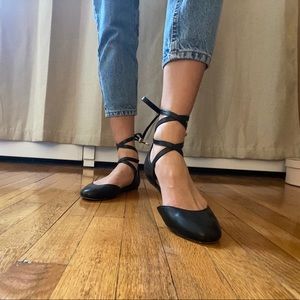 black lace up flats